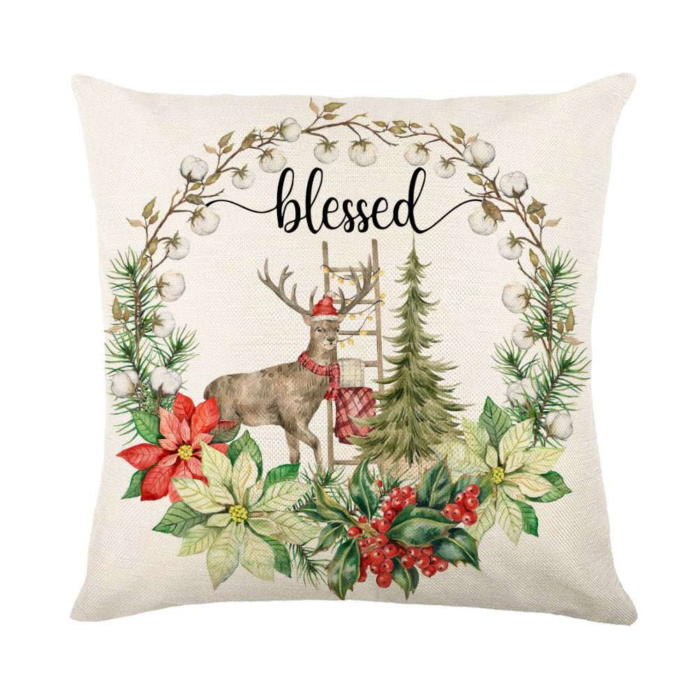 Christmas Decorations Pillow Covers Sofa Square Throw Pillow Cases Stamping Snowflake Waist Cushion Cover Home Bed Decor - AMIR BAGS INDIA PRIVATE LIMITED