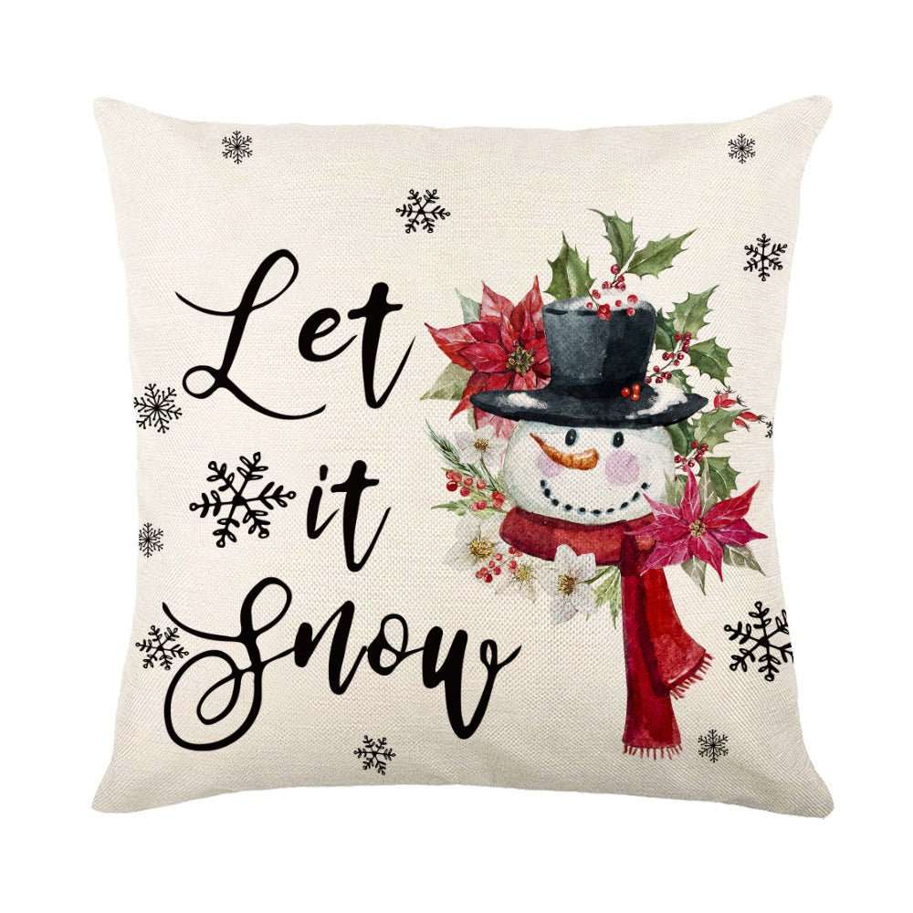 Christmas Decorations Pillow Covers Sofa Square Throw Pillow Cases Stamping Snowflake Waist Cushion Cover Home Bed Decor - AMIR BAGS INDIA PRIVATE LIMITED