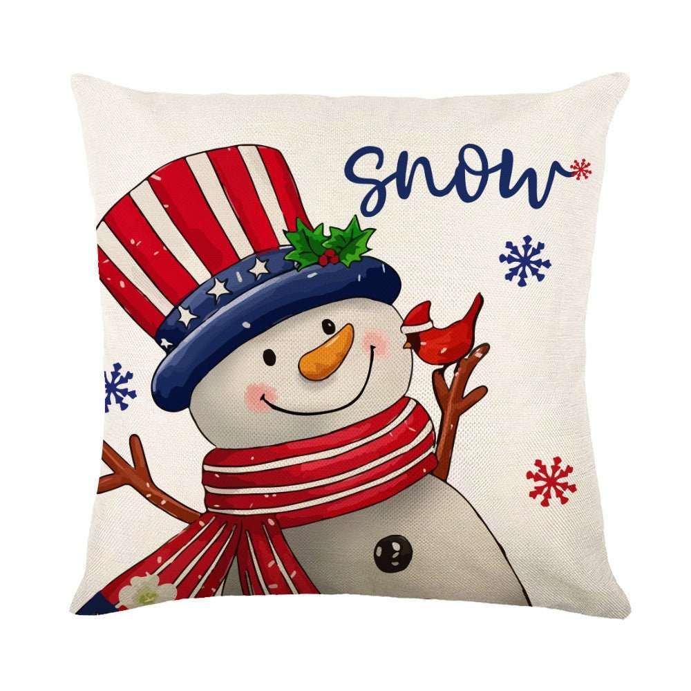 Christmas Decorations Pillow Covers Sofa Square Throw Pillow Cases Stamping Snowflake Waist Cushion Cover Home Bed Decor - AMIR BAGS INDIA PRIVATE LIMITED
