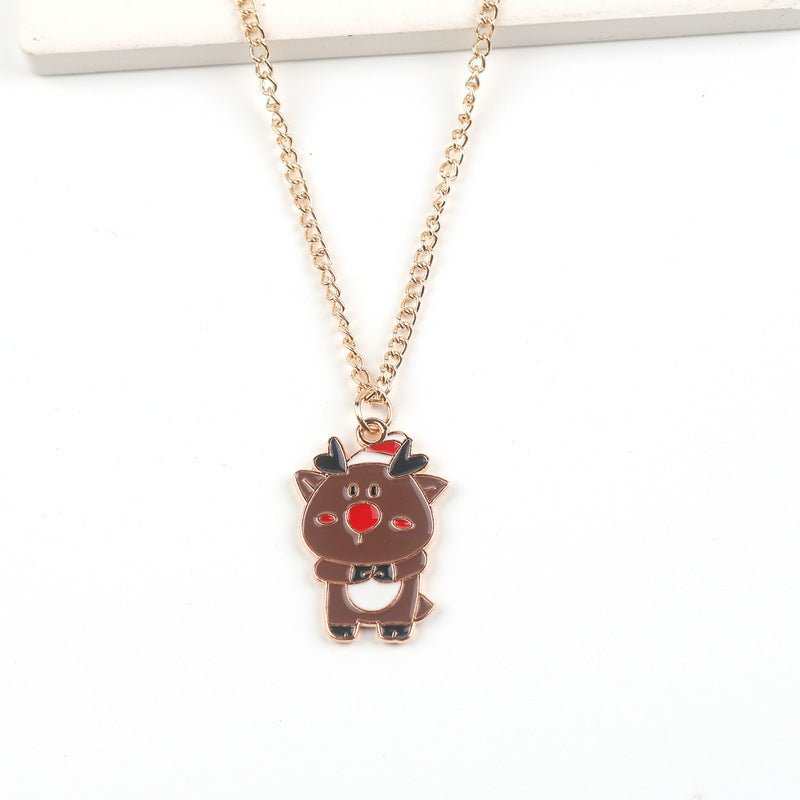 Christmas Necklace Cute Cartoon Santa Claus Snowman Elk Pendant Necklace Xmas New Year Festival Ear Jewelry Gifts - AMIR BAGS INDIA PRIVATE LIMITED