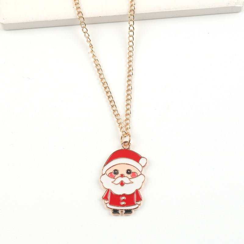 Christmas Necklace Cute Cartoon Santa Claus Snowman Elk Pendant Necklace Xmas New Year Festival Ear Jewelry Gifts - AMIR BAGS INDIA PRIVATE LIMITED