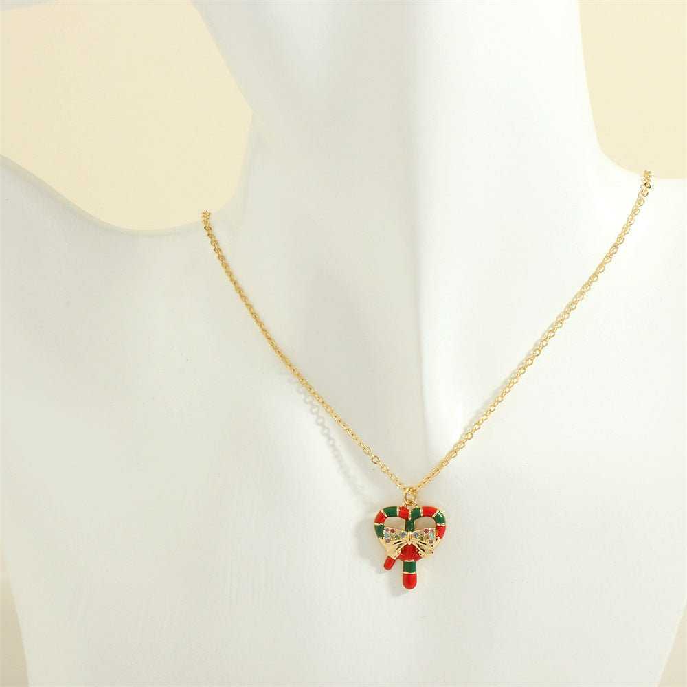Christmas Tree Santa Claus Elk Snowman Oil - drop Necklace With Colored Rhinestones Ins Festival Clavicle Chain Necklace For Women Jewelry - AMIR BAGS INDIA PRIVATE LIMITED