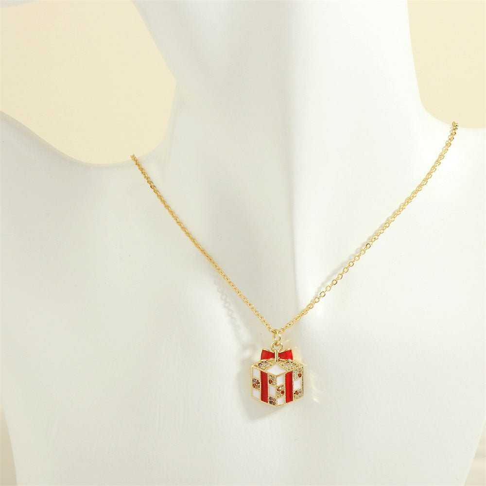 Christmas Tree Santa Claus Elk Snowman Oil - drop Necklace With Colored Rhinestones Ins Festival Clavicle Chain Necklace For Women Jewelry - AMIR BAGS INDIA PRIVATE LIMITED