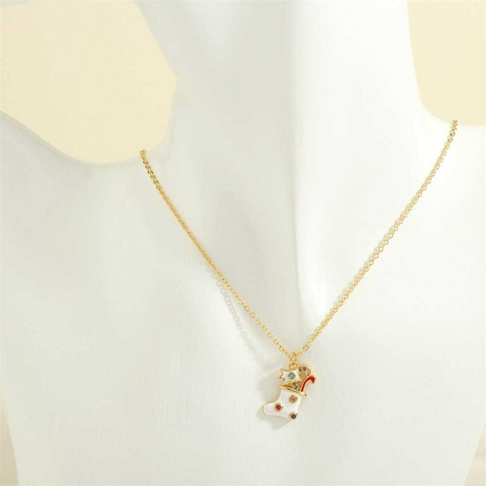 Christmas Tree Santa Claus Elk Snowman Oil - drop Necklace With Colored Rhinestones Ins Festival Clavicle Chain Necklace For Women Jewelry - AMIR BAGS INDIA PRIVATE LIMITED