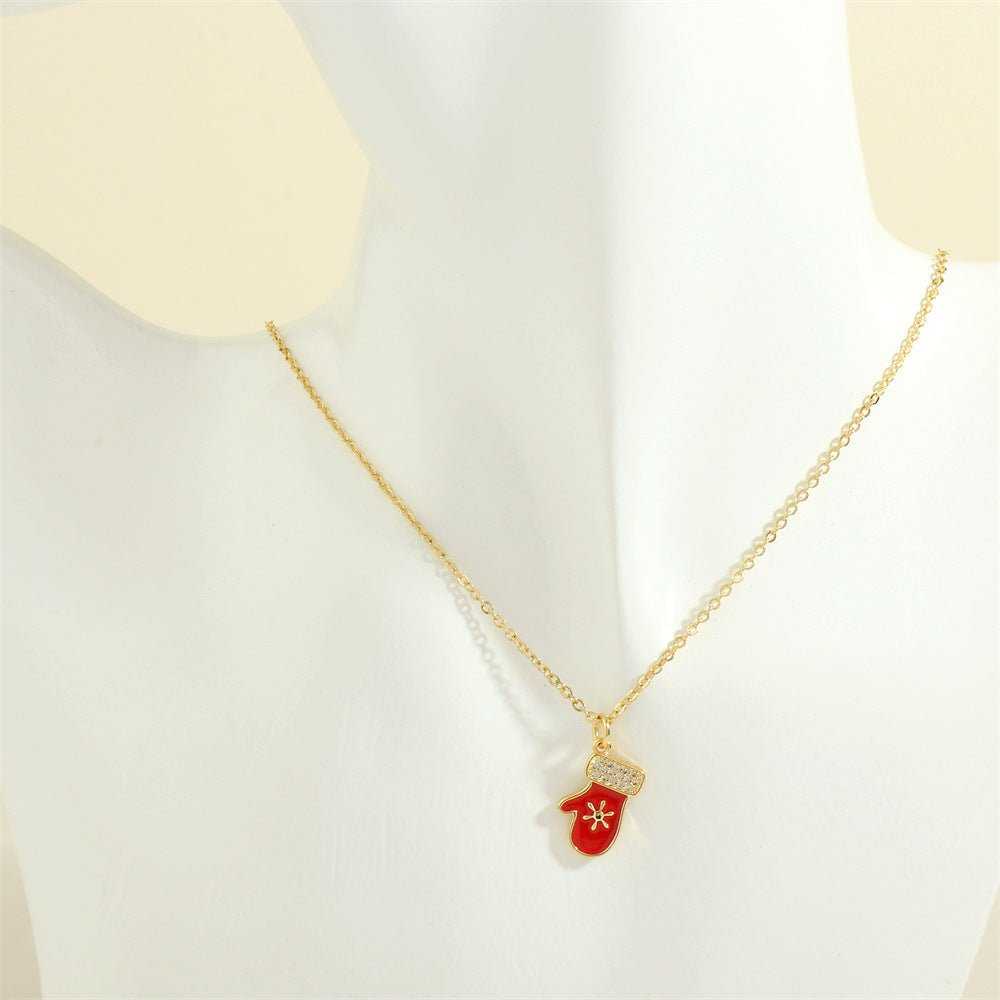 Christmas Tree Santa Claus Elk Snowman Oil - drop Necklace With Colored Rhinestones Ins Festival Clavicle Chain Necklace For Women Jewelry - AMIR BAGS INDIA PRIVATE LIMITED