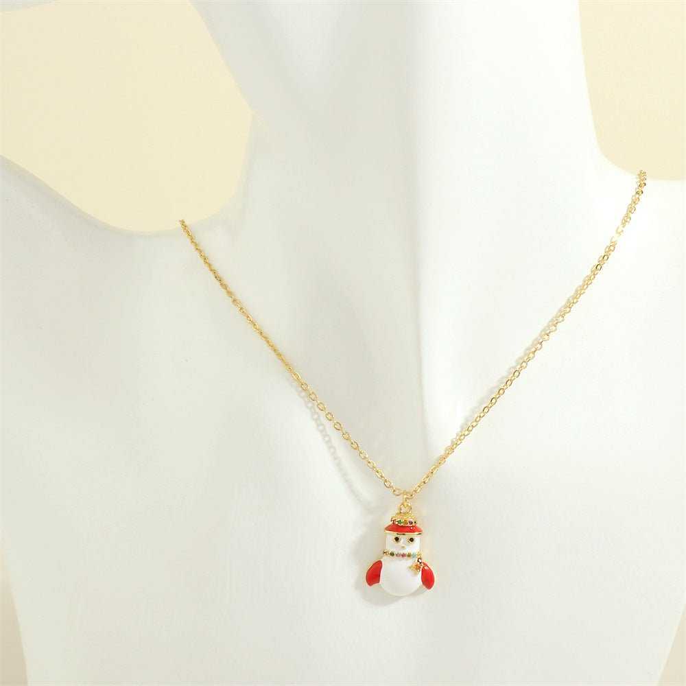 Christmas Tree Santa Claus Elk Snowman Oil - drop Necklace With Colored Rhinestones Ins Festival Clavicle Chain Necklace For Women Jewelry - AMIR BAGS INDIA PRIVATE LIMITED