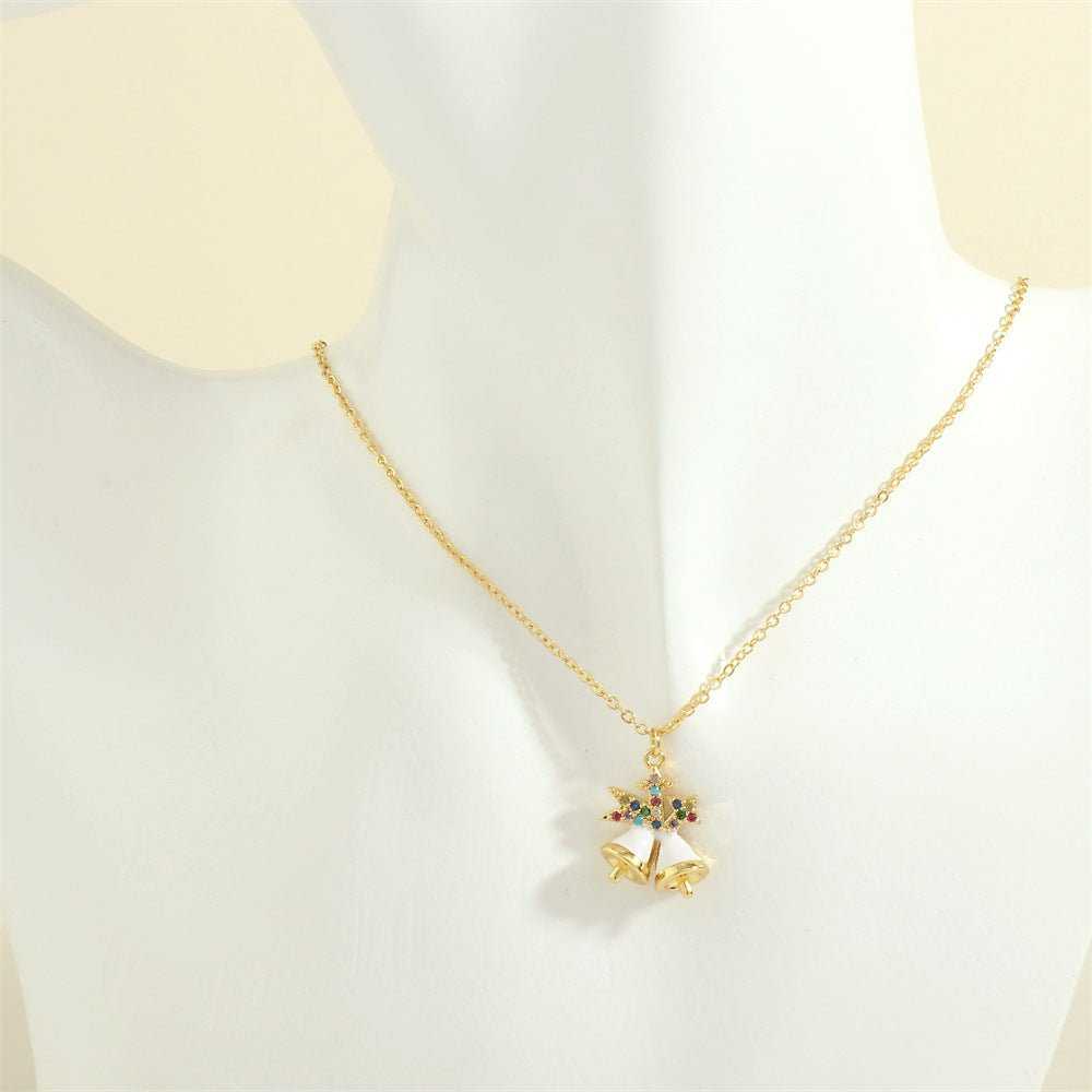 Christmas Tree Santa Claus Elk Snowman Oil - drop Necklace With Colored Rhinestones Ins Festival Clavicle Chain Necklace For Women Jewelry - AMIR BAGS INDIA PRIVATE LIMITED