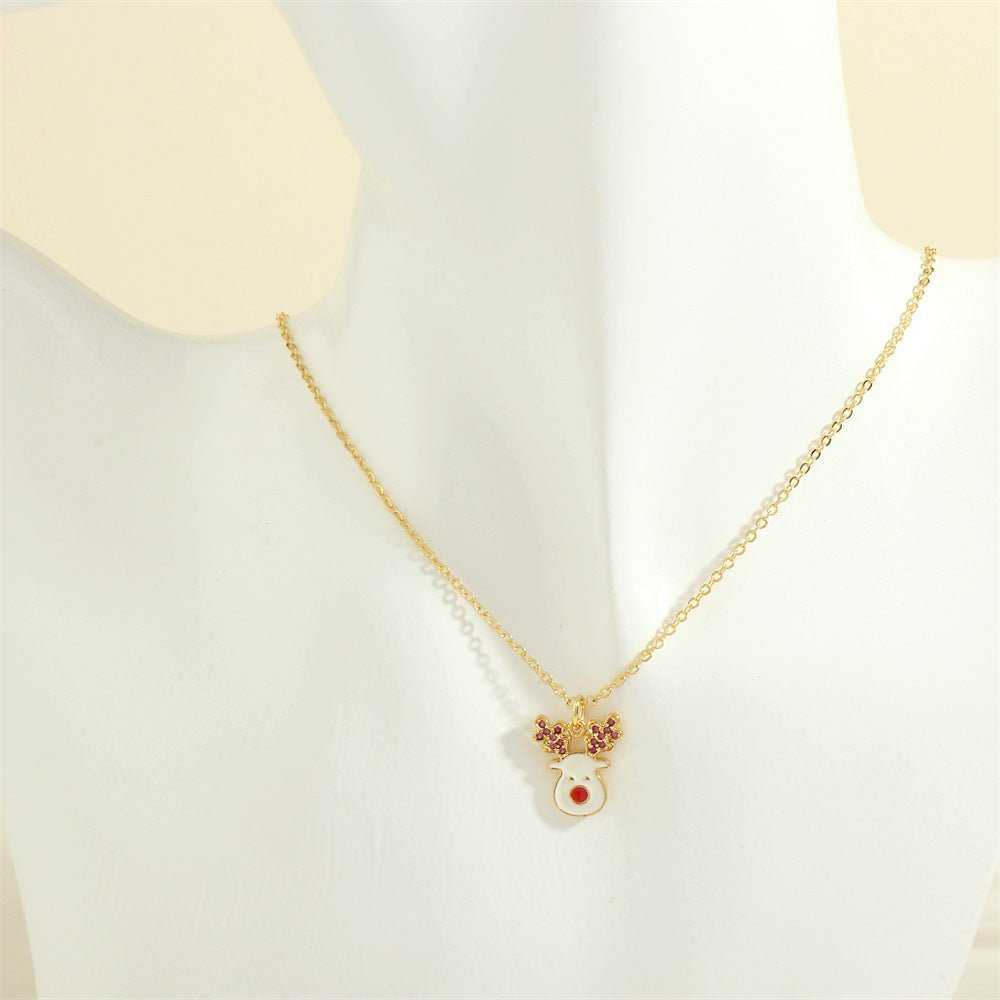 Christmas Tree Santa Claus Elk Snowman Oil - drop Necklace With Colored Rhinestones Ins Festival Clavicle Chain Necklace For Women Jewelry - AMIR BAGS INDIA PRIVATE LIMITED