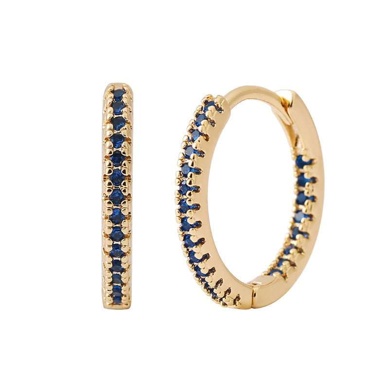Circle Female Earrings Ear Clip Multicolor Zircon Elegant - AMIR BAGS INDIA PRIVATE LIMITED