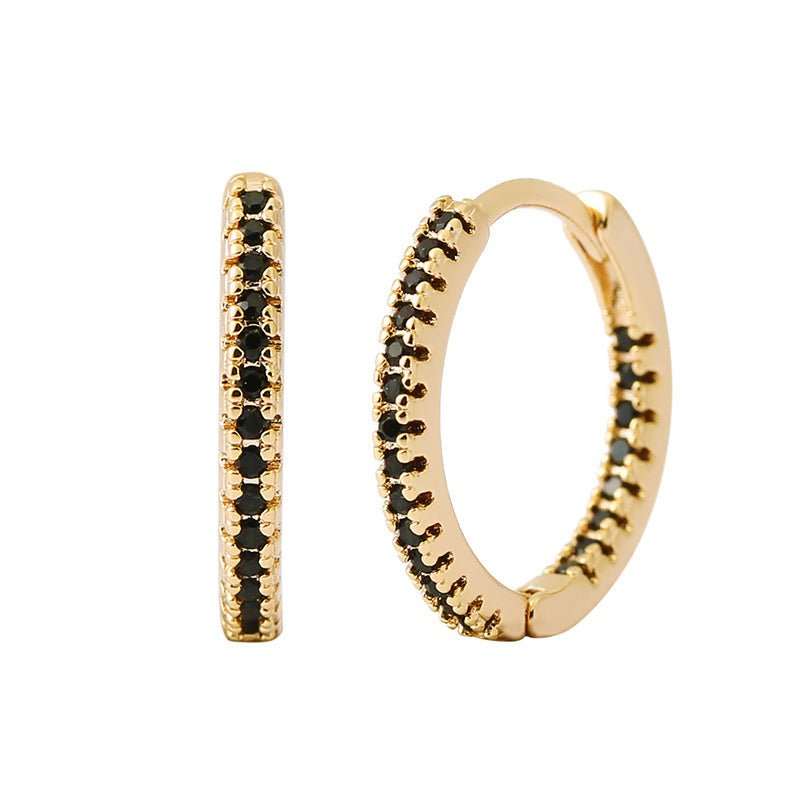 Circle Female Earrings Ear Clip Multicolor Zircon Elegant - AMIR BAGS INDIA PRIVATE LIMITED