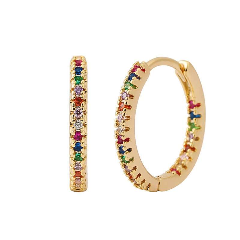Circle Female Earrings Ear Clip Multicolor Zircon Elegant - AMIR BAGS INDIA PRIVATE LIMITED