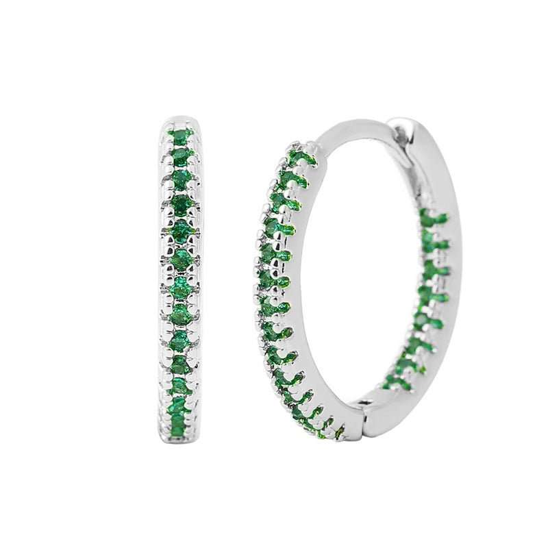 Circle Female Earrings Ear Clip Multicolor Zircon Elegant - AMIR BAGS INDIA PRIVATE LIMITED