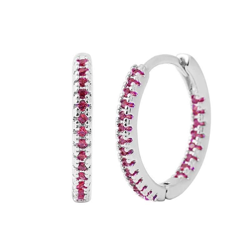 Circle Female Earrings Ear Clip Multicolor Zircon Elegant - AMIR BAGS INDIA PRIVATE LIMITED