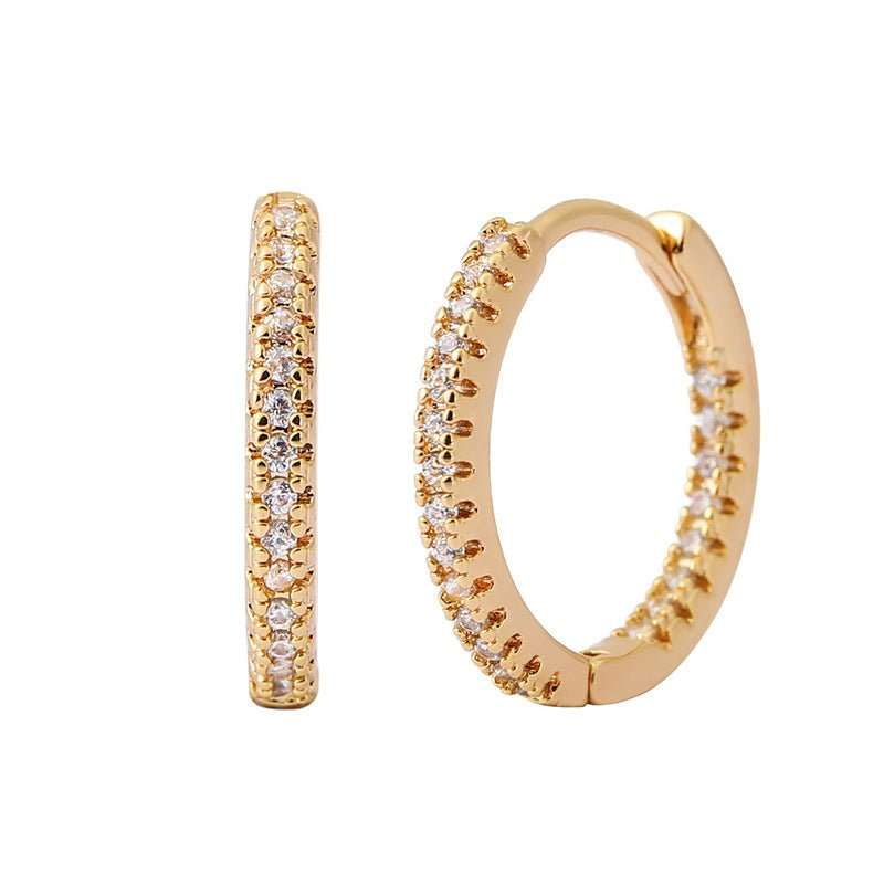 Circle Female Earrings Ear Clip Multicolor Zircon Elegant - AMIR BAGS INDIA PRIVATE LIMITED