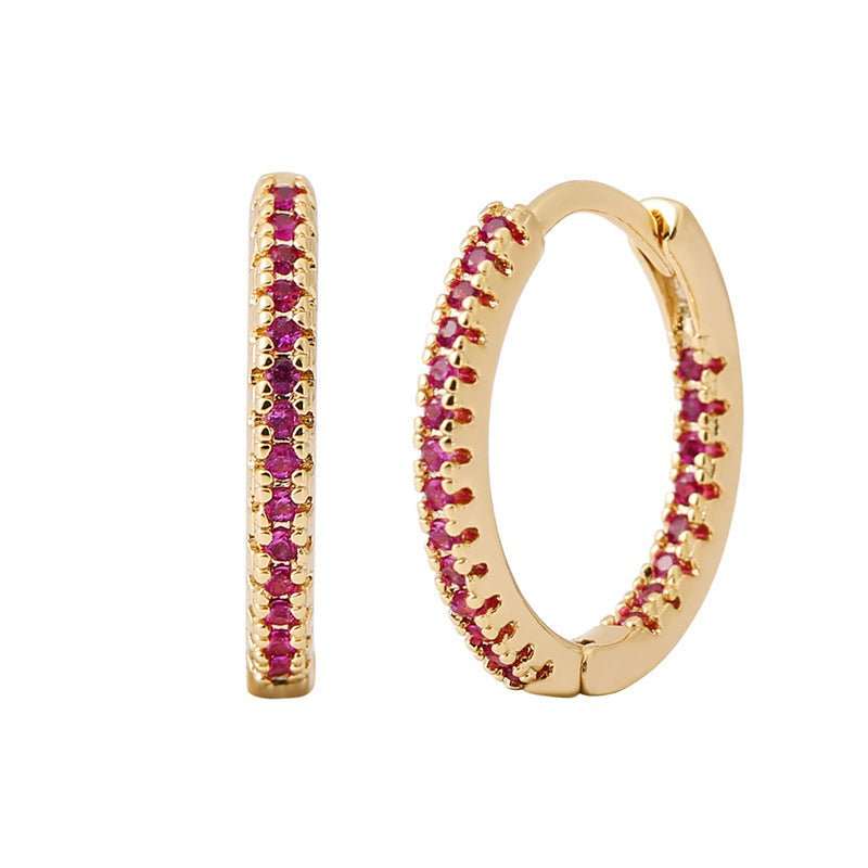 Circle Female Earrings Ear Clip Multicolor Zircon Elegant - AMIR BAGS INDIA PRIVATE LIMITED