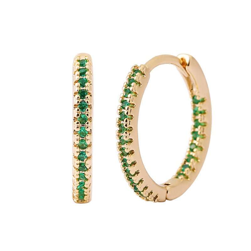 Circle Female Earrings Ear Clip Multicolor Zircon Elegant - AMIR BAGS INDIA PRIVATE LIMITED
