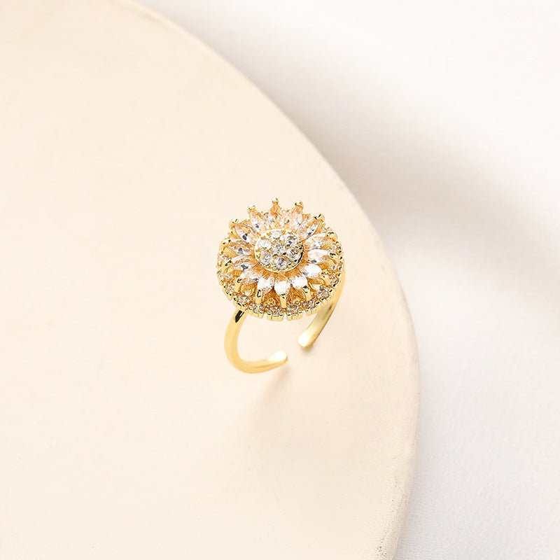 Classic Charm Sunflower Flower Stainless Steel Necklace Earrings Fashion Exquisite Micro Seed Jewelry Ring - AMIR BAGS INDIA PRIVATE LIMITED