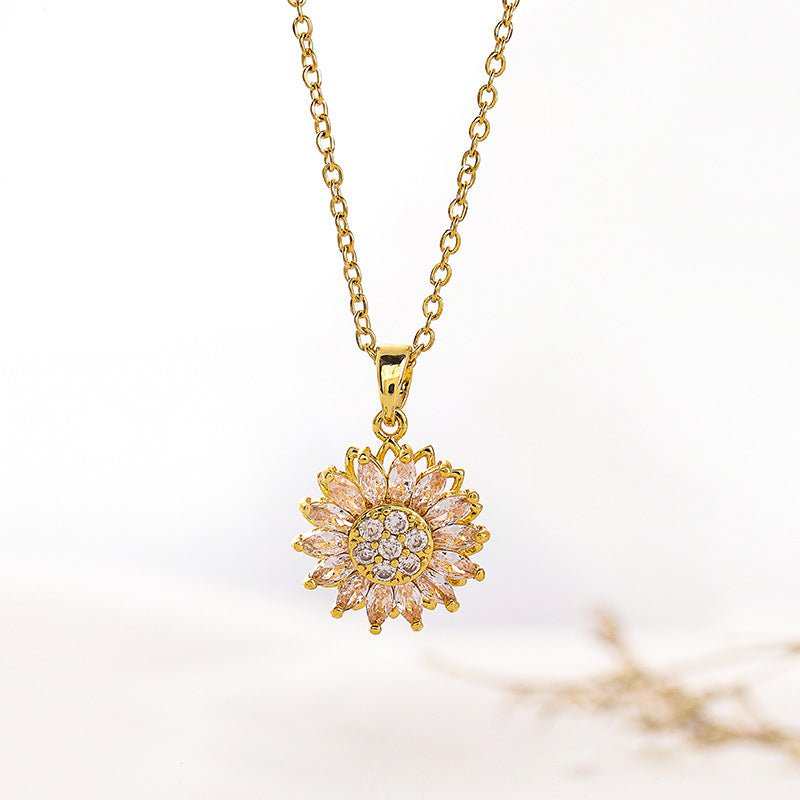 Classic Charm Sunflower Flower Stainless Steel Necklace Earrings Fashion Exquisite Micro Seed Jewelry Ring - AMIR BAGS INDIA PRIVATE LIMITED