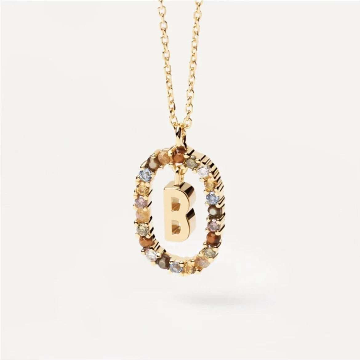 Colored Rhinestone Necklace 26 Alphabet Necklace 18K Fashion Jewelry - AMIR BAGS INDIA PRIVATE LIMITED