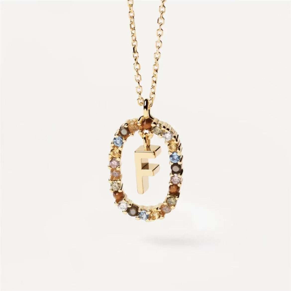 Colored Rhinestone Necklace 26 Alphabet Necklace 18K Fashion Jewelry - AMIR BAGS INDIA PRIVATE LIMITED