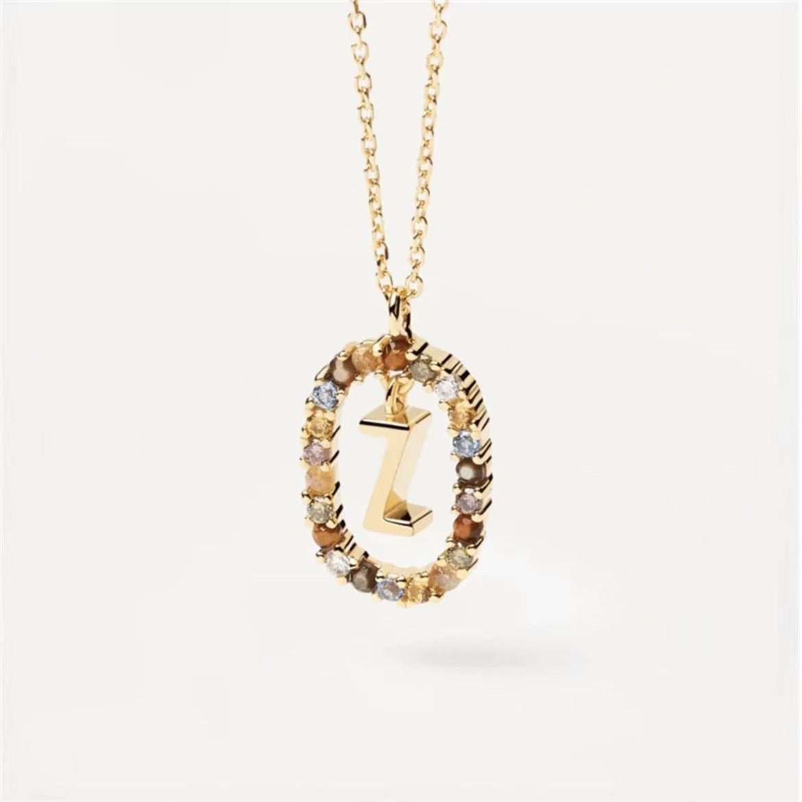Colored Rhinestone Necklace 26 Alphabet Necklace 18K Fashion Jewelry - AMIR BAGS INDIA PRIVATE LIMITED