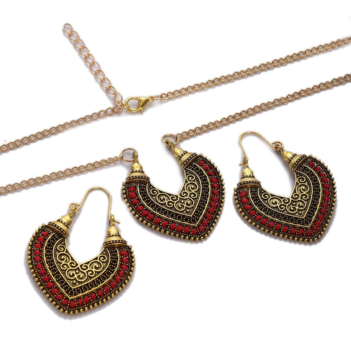 Colored Rope Winding Earrings Necklace Two - piece Set - AMIR BAGS INDIA PRIVATE LIMITED