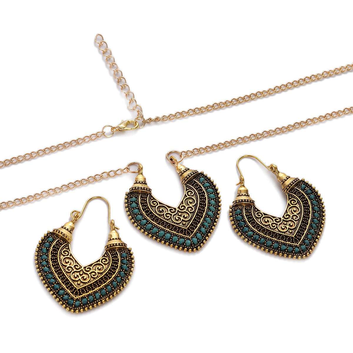Colored Rope Winding Earrings Necklace Two - piece Set - AMIR BAGS INDIA PRIVATE LIMITED