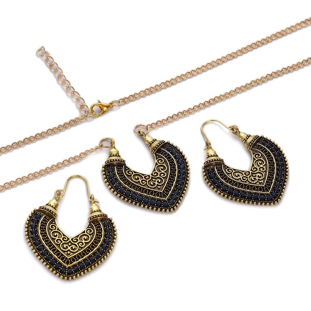 Colored Rope Winding Earrings Necklace Two - piece Set - AMIR BAGS INDIA PRIVATE LIMITED