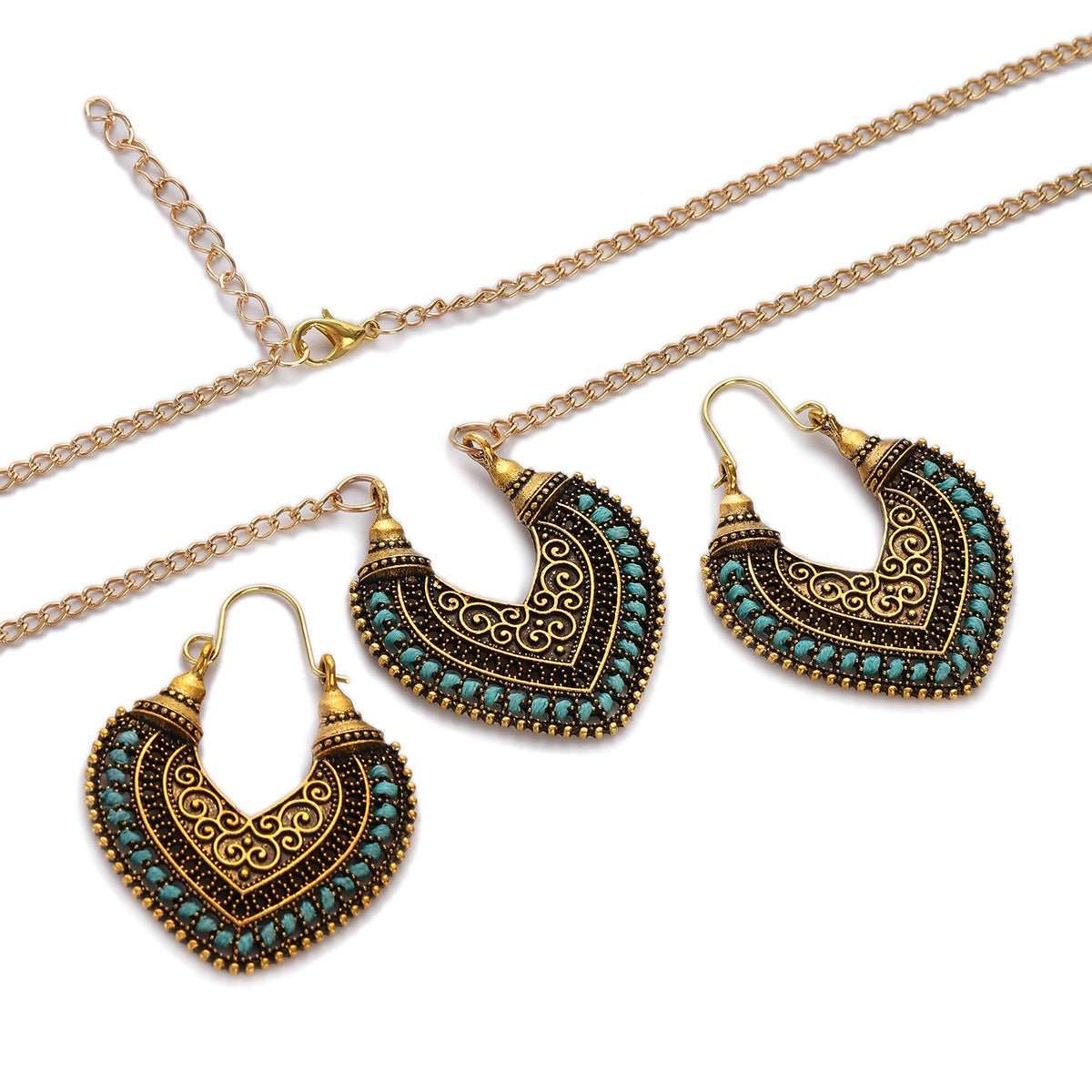 Colored Rope Winding Earrings Necklace Two - piece Set - AMIR BAGS INDIA PRIVATE LIMITED