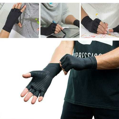 Compression Arthritis Glove Unisex Joint Pain Relief Half Finger Brace - AMIR BAGS INDIA PRIVATE LIMITED