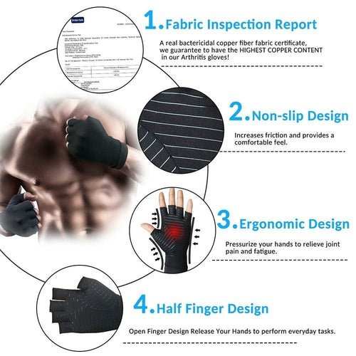 Compression Arthritis Glove Unisex Joint Pain Relief Half Finger Brace - AMIR BAGS INDIA PRIVATE LIMITED