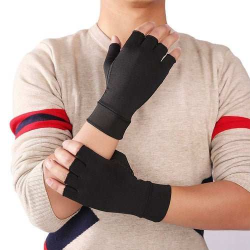 Compression Arthritis Glove Unisex Joint Pain Relief Half Finger Brace - AMIR BAGS INDIA PRIVATE LIMITED
