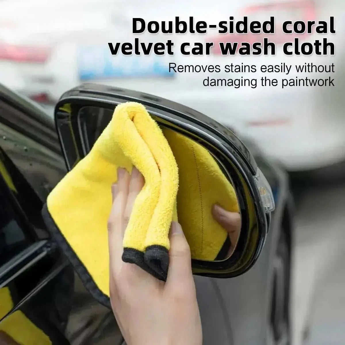 Coral Fleece Double Sided Car Cleaning Towel Quick Drying Waterproof and Oil Resistant Super Absorbent Without Leaving Traces - AMIR BAGS INDIA PRIVATE LIMITED