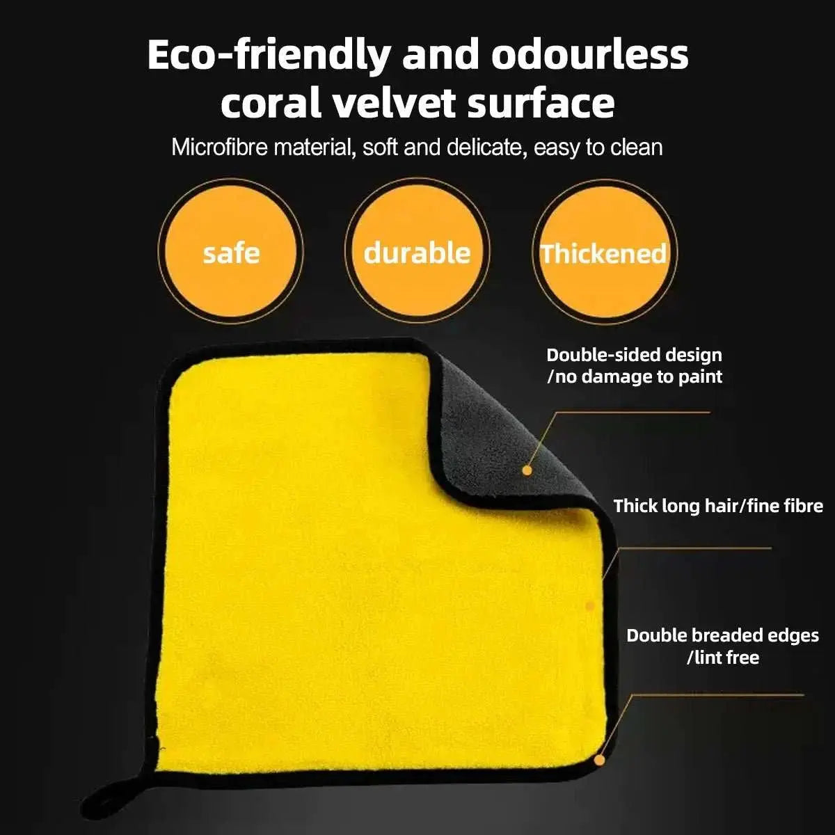Coral Fleece Double Sided Car Cleaning Towel Quick Drying Waterproof and Oil Resistant Super Absorbent Without Leaving Traces - AMIR BAGS INDIA PRIVATE LIMITED