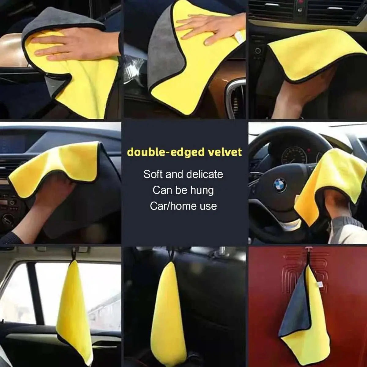 Coral Fleece Double Sided Car Cleaning Towel Quick Drying Waterproof and Oil Resistant Super Absorbent Without Leaving Traces - AMIR BAGS INDIA PRIVATE LIMITED
