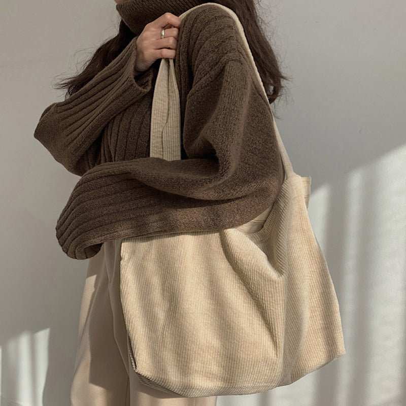 Corduroy Shoulder Bags Winter Fall Handbags Women Shopping Bags - AMIR BAGS INDIA PRIVATE LIMITED