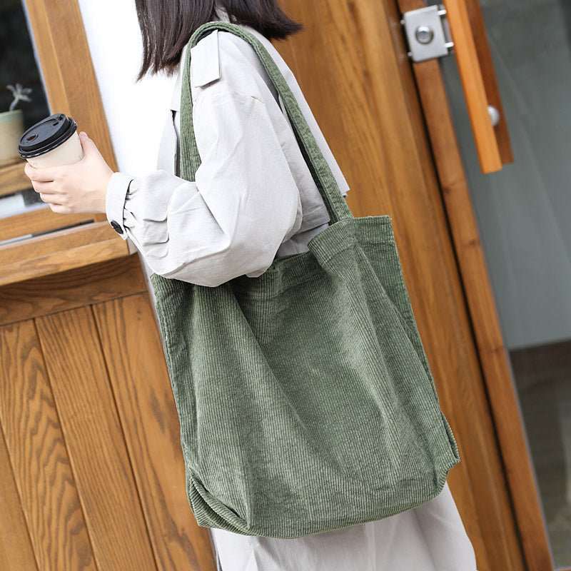 Corduroy Shoulder Bags Winter Fall Handbags Women Shopping Bags - AMIR BAGS INDIA PRIVATE LIMITED