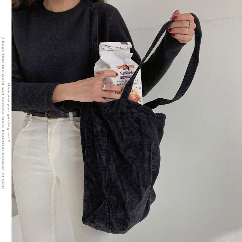 Corduroy Shoulder Bags Winter Fall Handbags Women Shopping Bags - AMIR BAGS INDIA PRIVATE LIMITED