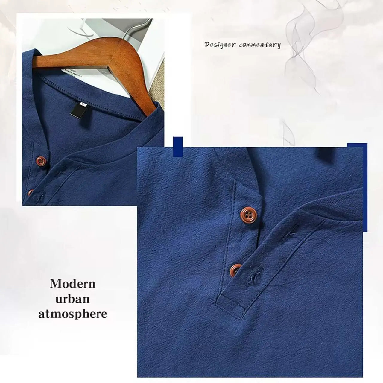 Cotton Linen Men's Long Sleeve V - neck Casual Beach Linen Shirt Fashion Leisure Men's Clothing Casual And Breathable Shirt - AMIR BAGS INDIA PRIVATE LIMITED