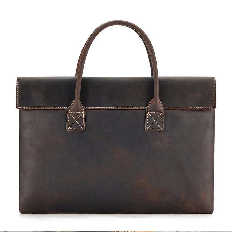 Crazy Horse Leather Men's Handbag Thin And Portable - AMIR BAGS INDIA PRIVATE LIMITED