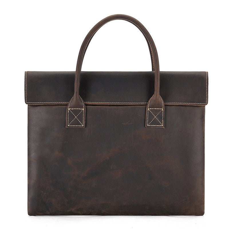 Crazy Horse Leather Men's Handbag Thin And Portable - AMIR BAGS INDIA PRIVATE LIMITED