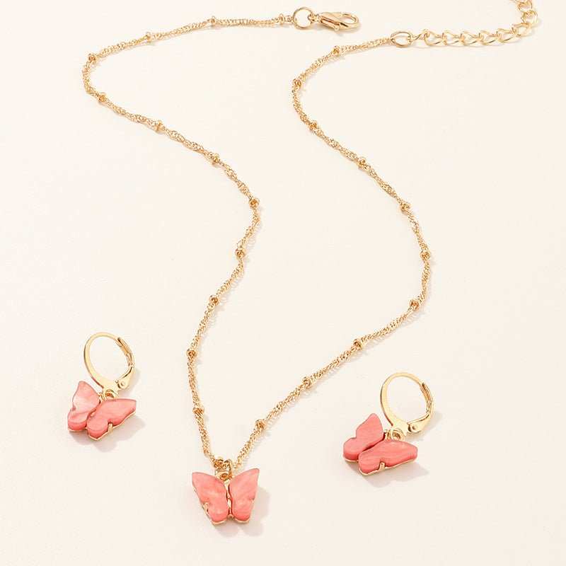 Creative Fashion Resin Butterfly Necklace And Earring Set - AMIR BAGS INDIA PRIVATE LIMITED