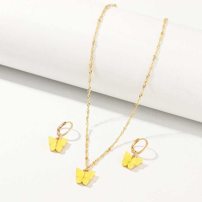 Creative Fashion Resin Butterfly Necklace And Earring Set - AMIR BAGS INDIA PRIVATE LIMITED
