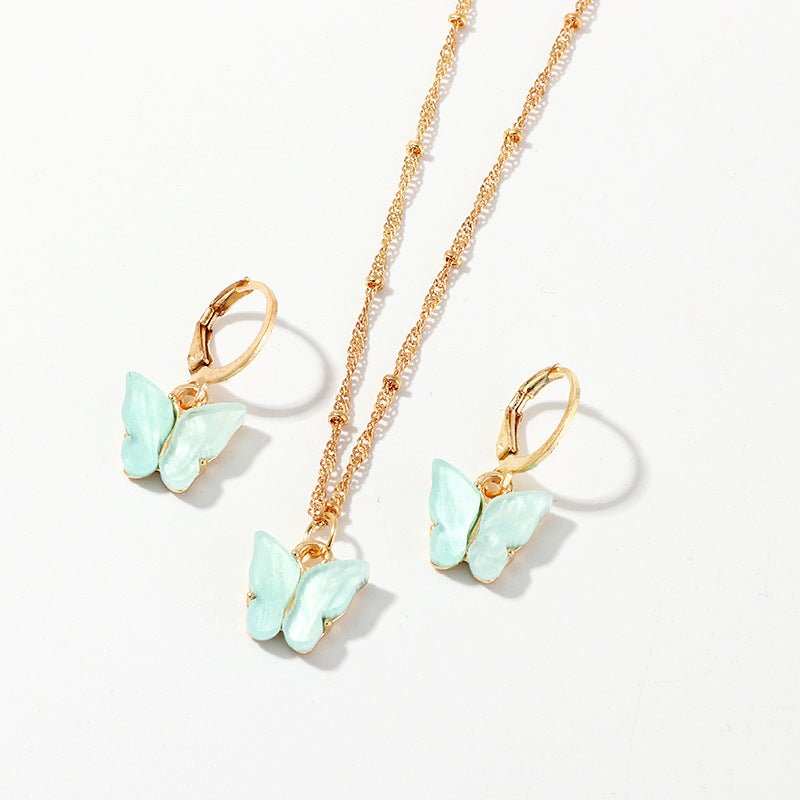 Creative Fashion Resin Butterfly Necklace And Earring Set - AMIR BAGS INDIA PRIVATE LIMITED