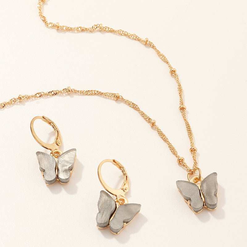 Creative Fashion Resin Butterfly Necklace And Earring Set - AMIR BAGS INDIA PRIVATE LIMITED