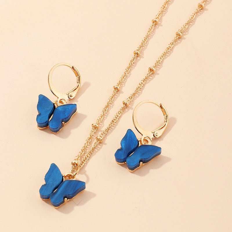 Creative Fashion Resin Butterfly Necklace And Earring Set - AMIR BAGS INDIA PRIVATE LIMITED