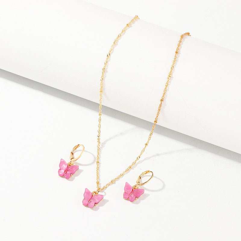 Creative Fashion Resin Butterfly Necklace And Earring Set - AMIR BAGS INDIA PRIVATE LIMITED