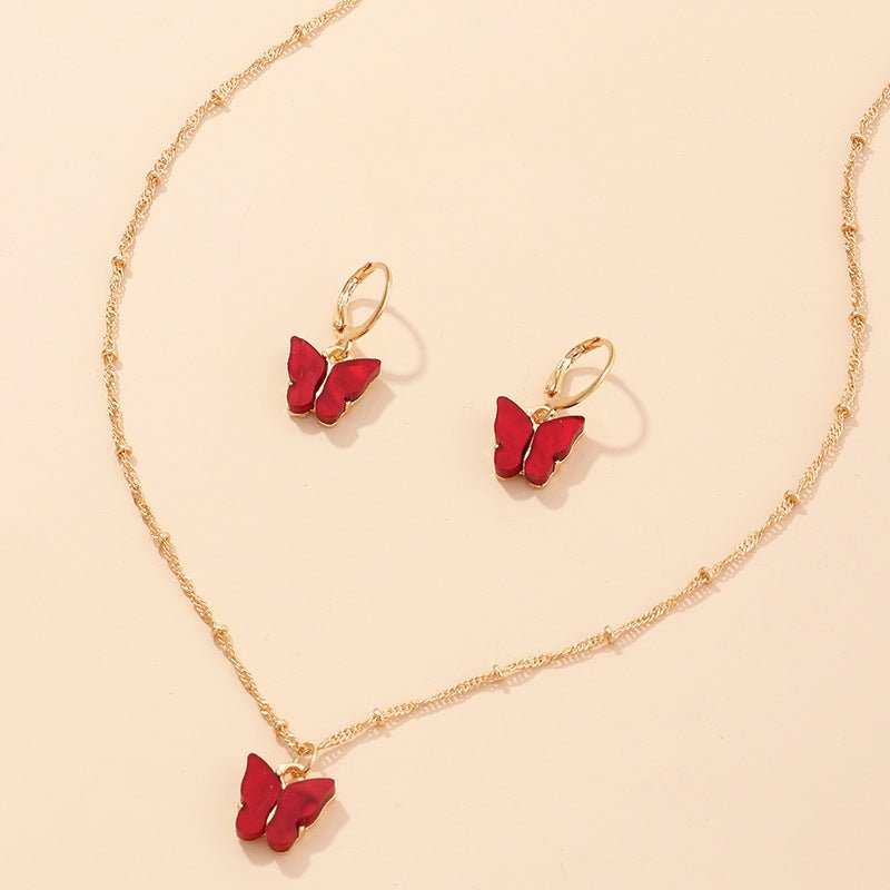 Creative Fashion Resin Butterfly Necklace And Earring Set - AMIR BAGS INDIA PRIVATE LIMITED