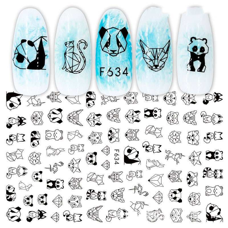Cross - Border Nail Stickers New Japanese European And American 3D Hot Stamping Full Stickers Black And White Rose Heart - Shaped Ink Nail Decals - AMIR BAGS INDIA PRIVATE LIMITED