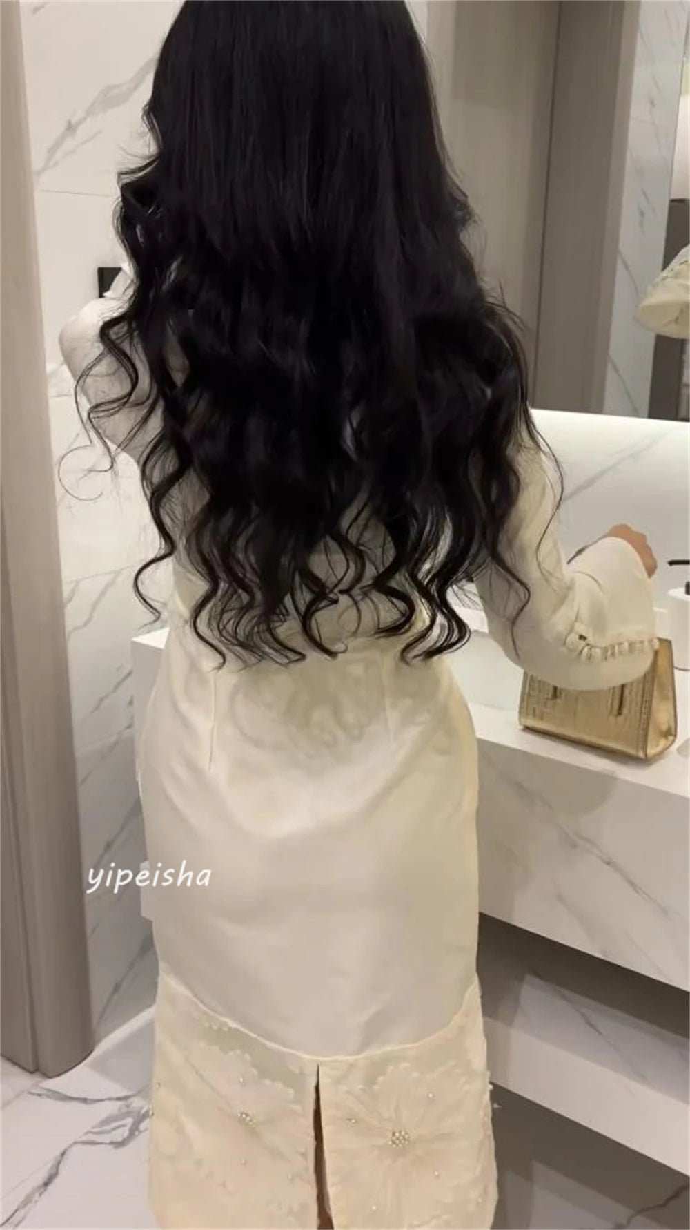 Customized Jersey Applique Button Pleat Cocktail Party A - Line O - Neck Bespoke Occasion Gown Midi Dresses - AMIR BAGS INDIA PRIVATE LIMITED